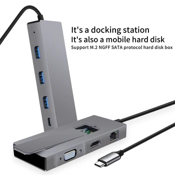Kshd 8in1 usb c docking station PD adaptor hard disk portabil pentru M. 2 SSD hub hdmi converti ipul-c pentru computere Mac notebook