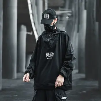 Hybskr Bărbați Supradimensionate coreean Negru Jachete de Streetwear Barbati Casual Liber Canadiană Straturi 2020 Toamna anului Nou de sex Masculin Hip Hop Jachete