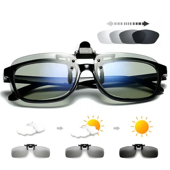 Polarizat Pătrat Flip Clip pe ochelari de Soare Barbati Fotocromatică Polarizată Femei Ochelari de Soare pe timp de Noapte Lentila