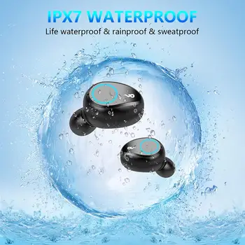 Bluetooth 5.0 Cască TWS Wireless Headphons HD Stereo Sport rezistent la apă în Ureche Căști Cască 2000mAh Display LED de Încărcare Cutie