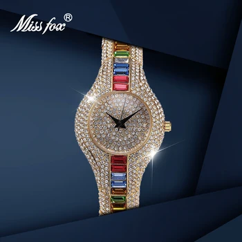 MISSFOX Femei Ceas Sferă Mică Brățară de Aur Elegant Curcubeu Populare Rochii pentru Femei Ceasuri Pentru Femei bijoux Cadou de Lux 2020