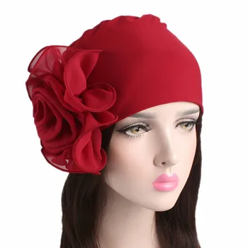 Femei Floare Mare Turban Pălărie Doamna Eleganta Elastic Beanie Hat Musulman India Pălărie Stofa Elastica cu Cap pălării Doamna Accesorii de Par