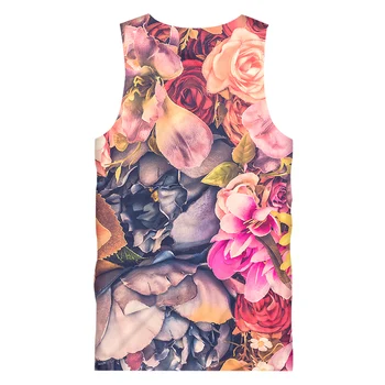 UJWI 3D Vesta Rezervor Topuri Imprimate Flori de Trandafir de Vară de sex masculin Amuzant Haine de Mari Dimensiuni Pentru Vară fără Mâneci Iubitorii de Moda