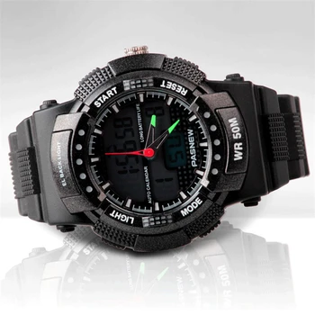 Brand de lux Pasnew Bărbați Ceasuri de Moda Ceasuri Sport Barbati Dual Display Ceasuri Cuarț Silicon reloj hombre relogio masculino