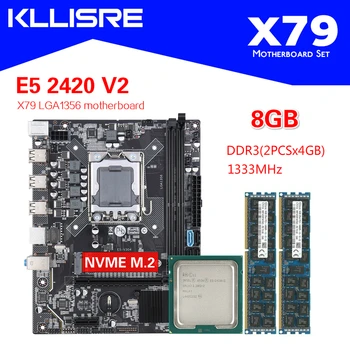 Kllisre placi de baza X79 combo kit set Xeon LGA 1356 E5 2420 V2 cpu 2 buc x 4GB= 8GB 1333MHz DDR3 ECC REG memorie RAM