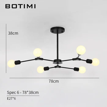 BOTIMI Designer Candelabru Lustru Pendente E27 Corpuri de iluminat cu Abajururi Negre Lustre Pentru Camera de zi LED Bucătărie Lumini