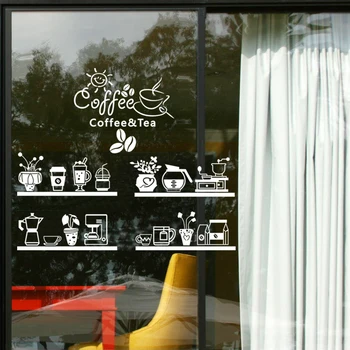 Magazin de cafea Autocolant Bean ceai Lapte Decal Cafe Cup Poster Vinyl Wall Art Decor Mural Decor Rupe Pâinea de Cafea de Sticlă Decalcomanii