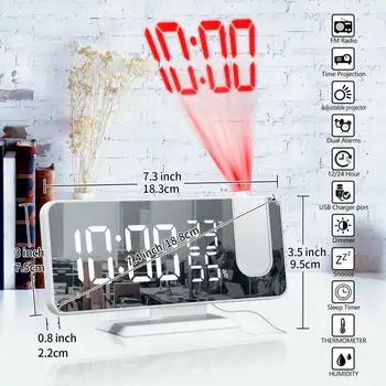 LED Digital Ceas cu Alarmă Ceas de Masa Electronice Ceasuri pentru Desktop USB serviciu de Trezire Radio FM Timp Proiector Funcția Snooze Ceas Deșteptător