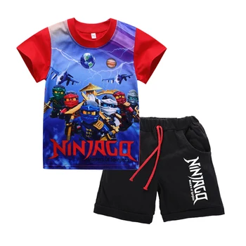 Vara pentru Copii Baieti Ninja Ninjago Desene animate Haine Seturi de Copii Personaj Tricou Maneci Scurte pantaloni Scurți Drăguț 2 buc Seturi de Îmbrăcăminte