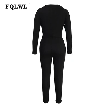 FQLWL Casual Cald Kintted Costum de Iarna pentru Femei Tinute O de Gât Negru Roz cu Maneci Lungi 2 Bucata Set pentru Femei Pulover de Sus + Tricotate Pantaloni