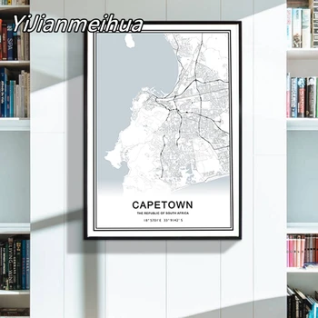 Tablouri Canvas Moderne, Cape Town arată Hartă Printuri Africa de Sud de Călătorie de Perete de Arta POP Poster Imagini Living Acasă Decorative