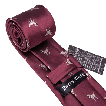 Roșu Barbati Cravate de Aur Dinozaur Barbati Cravate Batista Butoni Set de 8,5 cm Cravata de Afaceri Cravate de Mătase Pentru Bărbați Barry.Wang Design