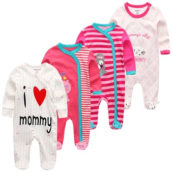 3 6 9 12 luni Salopetă pentru Copii Nou-nascuti Fete si Baieti Haine de Bumbac de Mult Sheeve 4Piece de Îmbrăcăminte pentru Sugari Pijamale, Salopete roupas bebe