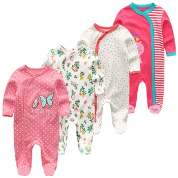 3 6 9 12 luni Salopetă pentru Copii Nou-nascuti Fete si Baieti Haine de Bumbac de Mult Sheeve 4Piece de Îmbrăcăminte pentru Sugari Pijamale, Salopete roupas bebe