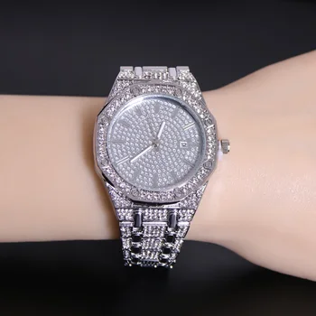 16MM Bărbați Cuarț Ceas cu Diamante de Aur a Hip-Hop-Brand de Lux Ceasuri Cu Bratara Micropave CZ din Oțel Inoxidabil Ceas de Ceas Relogio