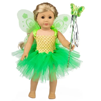 Frumoasa Verde set haine rochie de fată American 18inch papusa haine pentru copii cel mai bun cadou