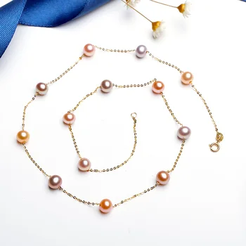 YS Pearl Colier 18k Aur curat Femei Fata Cadou de Aniversare Naturale Pearl Lanț Colier produse de Calitate de Bijuterii