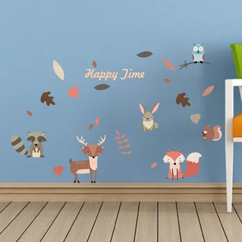 Tofok DIY Pădure Vulpe, Veveriță Cerb pe perete Autocolant Perete Nordic Ins Stil Camera Copii Detașabil Murală Decal Pepinieră Cămin Cabinet Decor