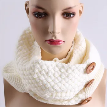 Moda De Iarnă Eșarfă Cald 3 Butoane Inel Tricotat Eșarfă Guler Gât Infinity Eșarfe Șal Pentru Femei New Sosire