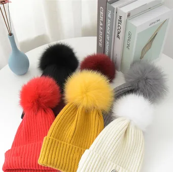 2020 Moda Clasic, la Modă, Design de Lux Pălărie Minge de Blană Tricotate de Iarnă Tricot Pălărie Fir Tricot Cald Femei Barbati Unisex Căciuli MC