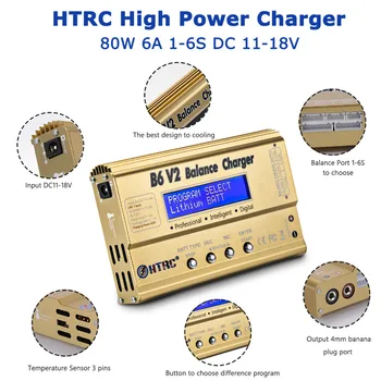 HTRC imax b6v2 80W LiPo Baterie DUS Echilibru Evacuarea 6A Pentru Lipo, Li-ion de Viață NiCd NiMH LiHV PB Smart Battery