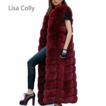 Lisa Colly Moda De Iarna Foarte Mult Vesta De Blana Femei De Lux Faux Blană De Vulpe Vesta De Blană Subțire Femeie Fals Haină De Blană Sacou Lung Uza