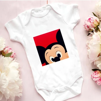 Haine nou-nascuti American Mickey Mouse 0-24M Copil Fată Băiat de Imprimare Alb Baby Salopeta Dropship Moda Tee de Îmbrăcăminte pentru Copii