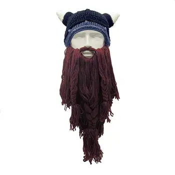 Adult Nebun Amuzant De Halloween Cosplay Tricotate Viking Corn Pălărie, Mască De Schi Barbar Vagabond Epocă Beanie Cap De Iarnă Mai Calde