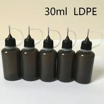 100buc 10ml/30ml Negru E Lichid Ac Sticlă goală de Plastic LDPE Moale Ejuice Dropper sticle Cu Ac de Umplere Capace Colorate