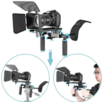 Neewer Film Video Face Rig Set Kit de Sistem:Umăr Monta+15mm Feroviar Sistemul de Rod+Matte Box pentru Canon/Nikon/Sony/Pentax DSLR