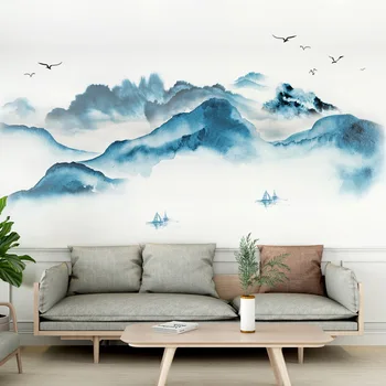 Chineză Stil De Autocolante De Perete Mare Retro Peisaj Pictura De Cerneală Perete Decal Camera De Zi Dormitor Acasă Picturi Murale De Artă Tapet