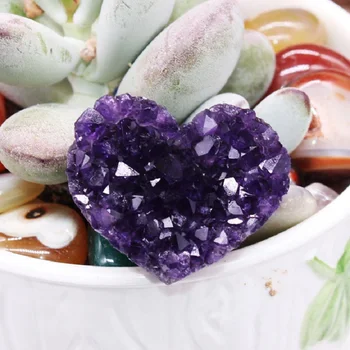 1 BUC Naturale Cristal Ametist Dragoste în Formă de Inimă Ornamente Cristale de Cuarț Minerală de Bijuterii, Decorațiuni interioare de Energie Decor de Piatră