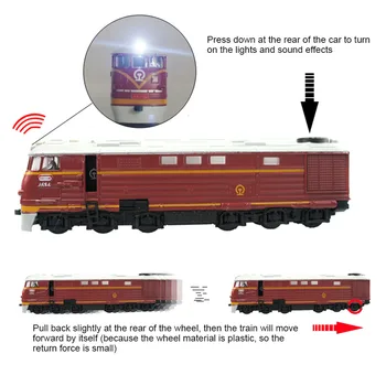 Retro turnat sub presiune Dongfeng Locomotiva de Tren Trage Înapoi Model cu LED Sunet Jucărie pentru Copii străluci lumini și de a face muzică împreună cu cadou de Crăciun