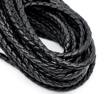 Transport gratuit 10m Negru Împletitură Leatheroid Bijuterii Cablu de 5mm grosime