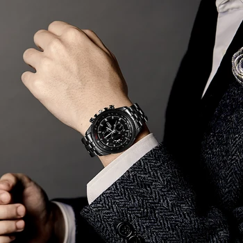 De lux pentru Bărbați Cuarț Ceas Negru de Lux Business Casual Ceas de mana Casual din Oțel Inoxidabil Ceasuri pentru Bărbați Relogio Masculino