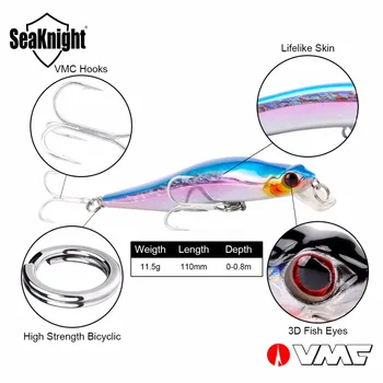 SeaKnight Brand SK032 Serie de Pește Pescuit Nada 5Pcs/Lot 110mm 11.5 g 0-0.8 M VMC Hooks Greu Momeală de Pescuit, Momeală pentru Pescuit la Crap