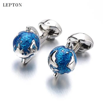 De Vânzare la cald Glob Pământ Butoni Albastru Rotativ glob planeta pământ Hartă a Lumii butoni Cadou de Crăciun Mens Tricou Manșetă Buton