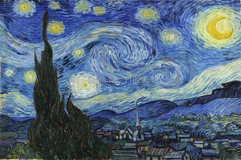 Peisaj panza pictura vedere de noapte picture murale printuri poster de arta Imagich Top 100 printuri Noapte Înstelată de Vincent van Gogh