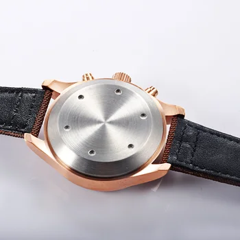 Corgeut 46mm cadran alb rosegold PVD Caz Plin Cronograf bărbați cuarț încheietura mîinii ceas