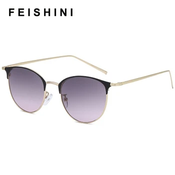 FEISHINI Brand Oval Cadru Metalic ochi de Pisica ochelari de Soare Doamnelor 2020 Moda Trendy pentru Femei Ochelari UV Protector Gradient Grey