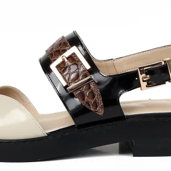 MORAZORA 2020 new sosire piele naturala femei sandale de moda toc patrat rotund toe catarama doamnelor pantofi de vara, sandale casual