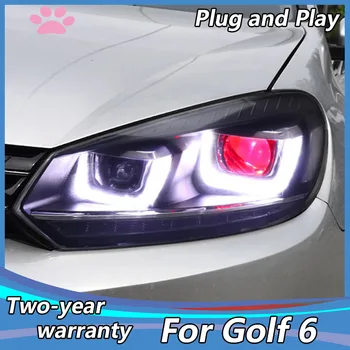 Styling auto pentru toate modelele VW Golf 6 MK6 Faruri LED Golf6 DRL-a Ascuns Capul Lampa Bi -Xenon faruri Accesorii
