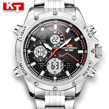 Ceas Digital Bărbați Multifuncțional Ceasuri de Moda Sport în aer liber, Ceas Deșteptător Ceas Chrono 5Bar rezistent la apa Complet din Oțel reloj hombre