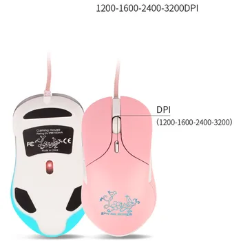 Silent Drăguț cu Fir Mouse de Calculator Cu de Colorat cu iluminare de fundal de culoare Roz Șoareci Optice 3200 DPI, 6 Butoane Mause PC, Laptop Pentru Fete