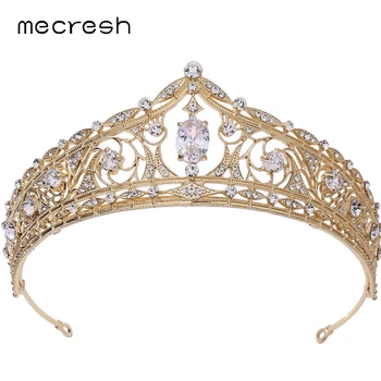Mecresh Printesa Cubic Zirconia de Mireasa Coroane pentru Femei Fete Nunta Decor de Păr Accesorii de Logodna Benzi HG261