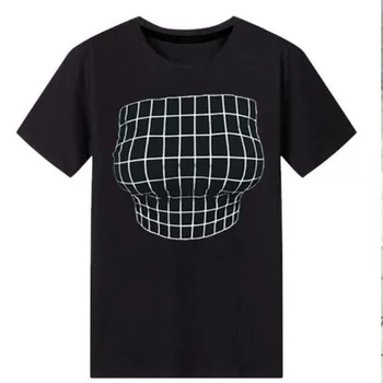Piept de Tricou Femei Iluzie Optică 3D T-shirt t Fete Topuri de Moda de Vara Tricou Bumbac Grafic Tricouri Femei Haine