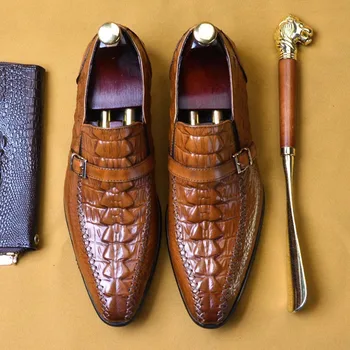 Oamenii De Afaceri Rochie Oxford Pantofi Retro Din Piele De Crocodil Model Britanic Elegant Catarama De Metal De Nunta Pantofi De Afaceri A75