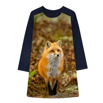 Fete Rochie de moda de Vară Galben Fox Imprimare Rochii pentru Fete Petrecere Copii Rochie 2-10Y rochie copii
