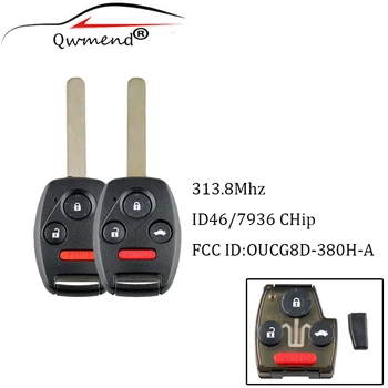 QWMEND Mașină de Intrare fără cheie de la Distanță Cheie 4 Butoane Fob 313.8 Mhz Cu Cip ID46 OUCG8D-380H-O Pentru Honda Accord 2003-2007 chei