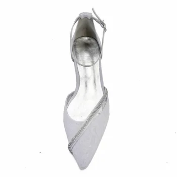 Confort Plat Dantelă Pantofi de Nunta pentru Mireasa a Subliniat Deget de la picior Glezna cu Cataramă de Curea Cristale Mireasa Nunta Rochie de Petrecere Apartamente